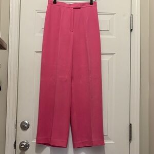 Ralph Lauren 100% Silk Hot Pink Wide-Leg Trousers Size 8